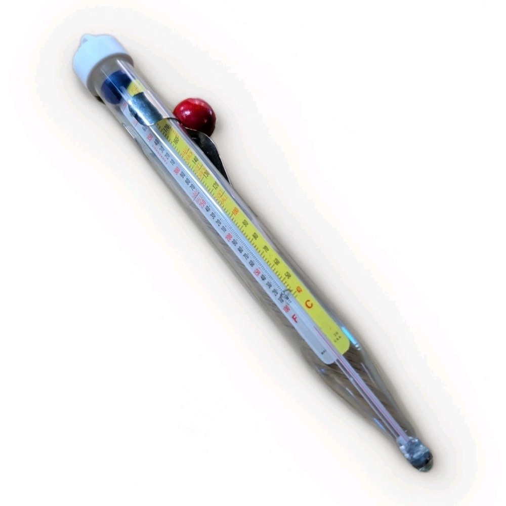 Vintage ACU-RITE Glass Deep‎ Frying Candy Jelly Thermometer Attached Pot Clip